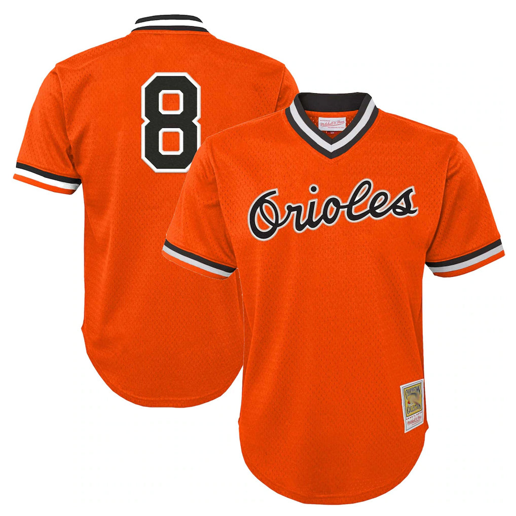 Crovyle B.Orioles #8 Cal Ripken Player Orange Mitchell & Ness Cooperstown Collection Mesh T-shirt Game Stitched Jerseys