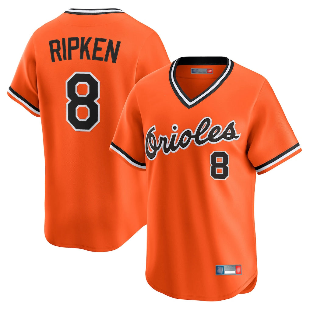 Crovyle B.Orioles #8 Cal Ripken Player Orange T-shirt Limited Home Game Stitched Jerseys