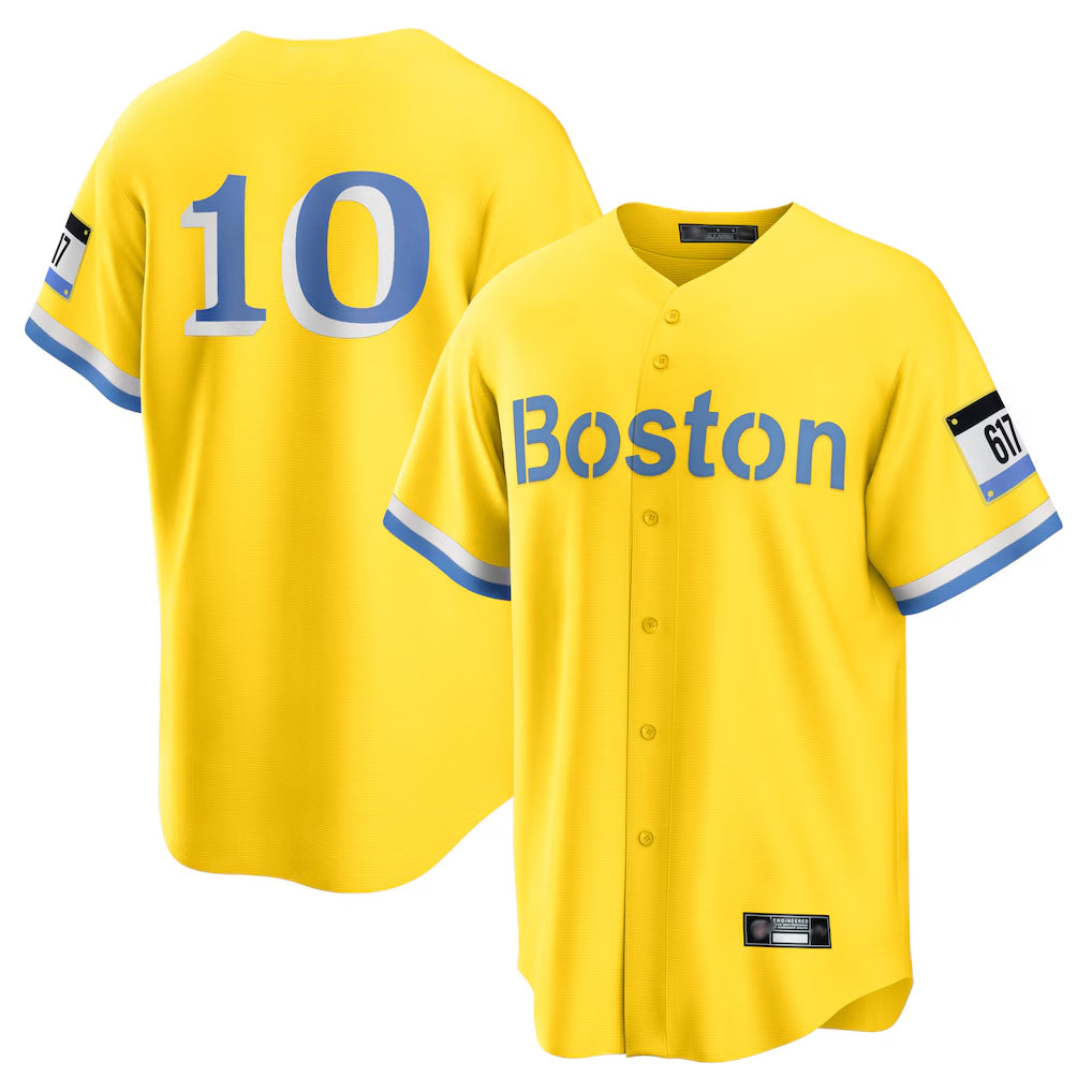 Crovyle B.Red Sox #10 Trevor Story Player Yellow Home Game Stitched Jerseys