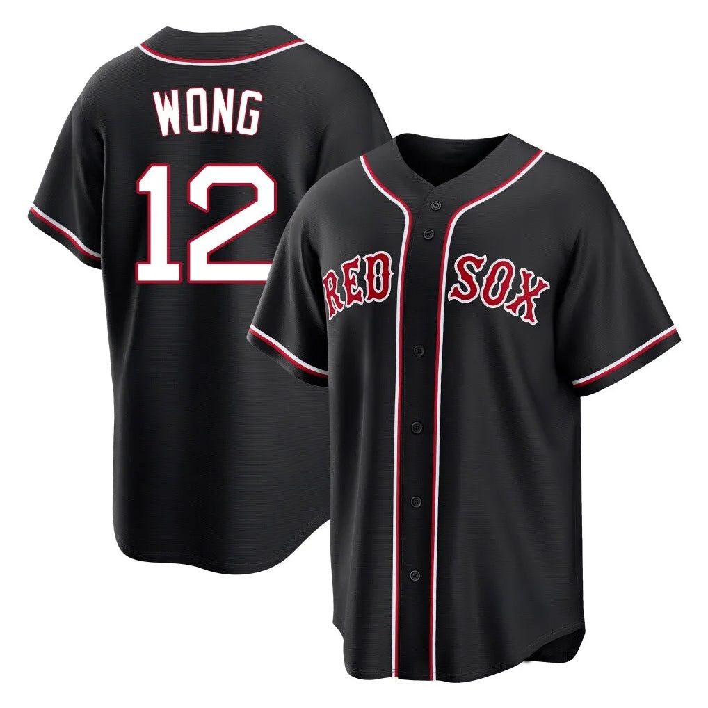 Crovyle B.Red Sox #12 Connor Wong Player Black Out Home Game Stitched Jerseys