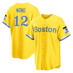 Crovyle B.Red Sox #12 Connor Wong Player Yellow Home Game Stitched Jerseys