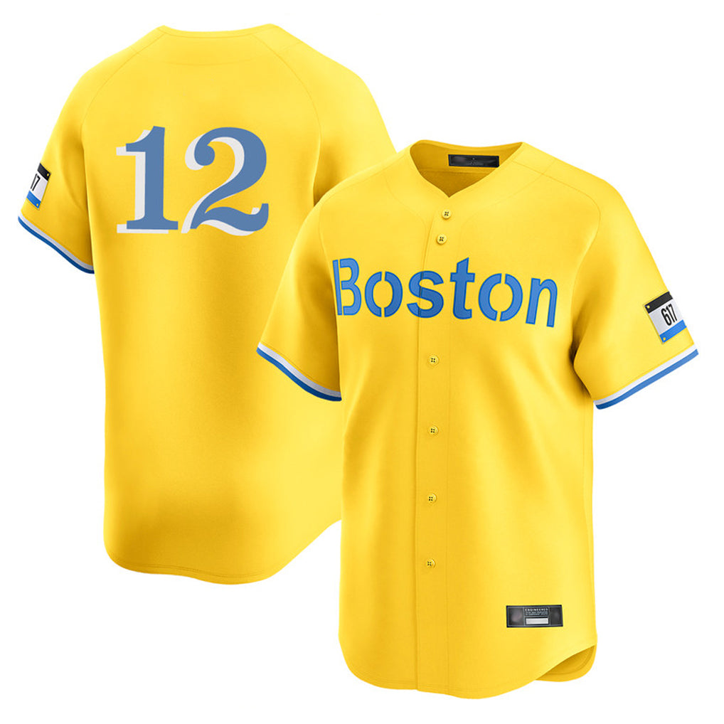 Crovyle B.Red Sox #12 Connor Wong Player Yellow Limited Home Game Stitched Jerseys