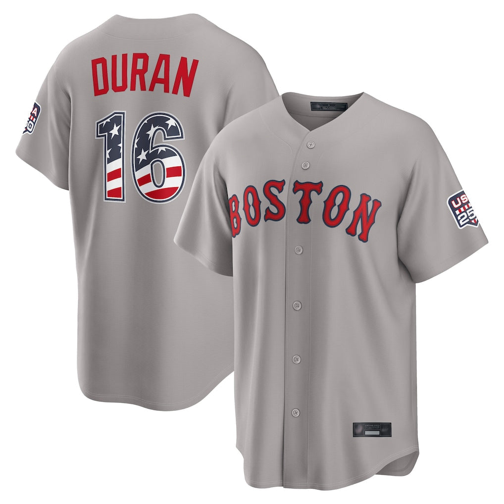 Crovyle B.Red Sox #16 Jarren Duran Player Gray Road USA 250 Fourth of July Home Game Stitched Jerseys