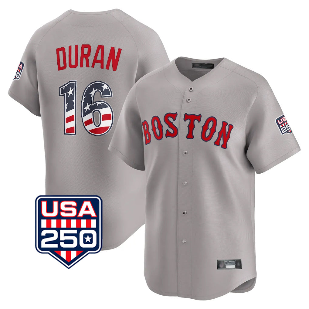 Crovyle B.Red Sox #16 Jarren Duran Player Gray Road USA 250 Fourth of July Limited Home Game Stitched Jerseys