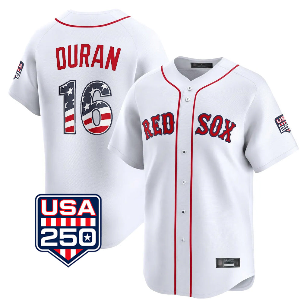 Crovyle B.Red Sox #16 Jarren Duran Player White USA 250 Fourth of July Limited Home Game Stitched Jerseys