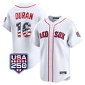 Crovyle B.Red Sox #16 Jarren Duran Player White USA 250 Fourth of July Limited Home Game Stitched Jerseys