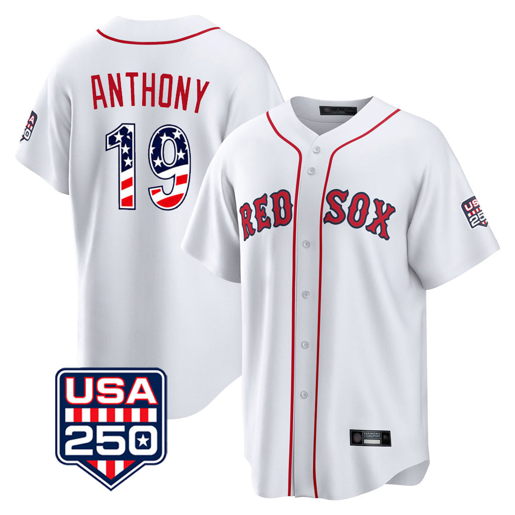 Crovyle B.Red Sox #19 Roman Anthony Player White USA 250 Fourth of July Home Game Stitched Jerseys