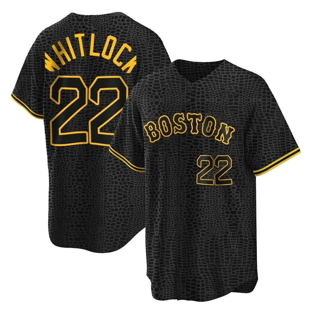 Crovyle B.Red Sox #22 Garrett Whitlock Player Black Snake Skin City Home Game Stitched Jerseys