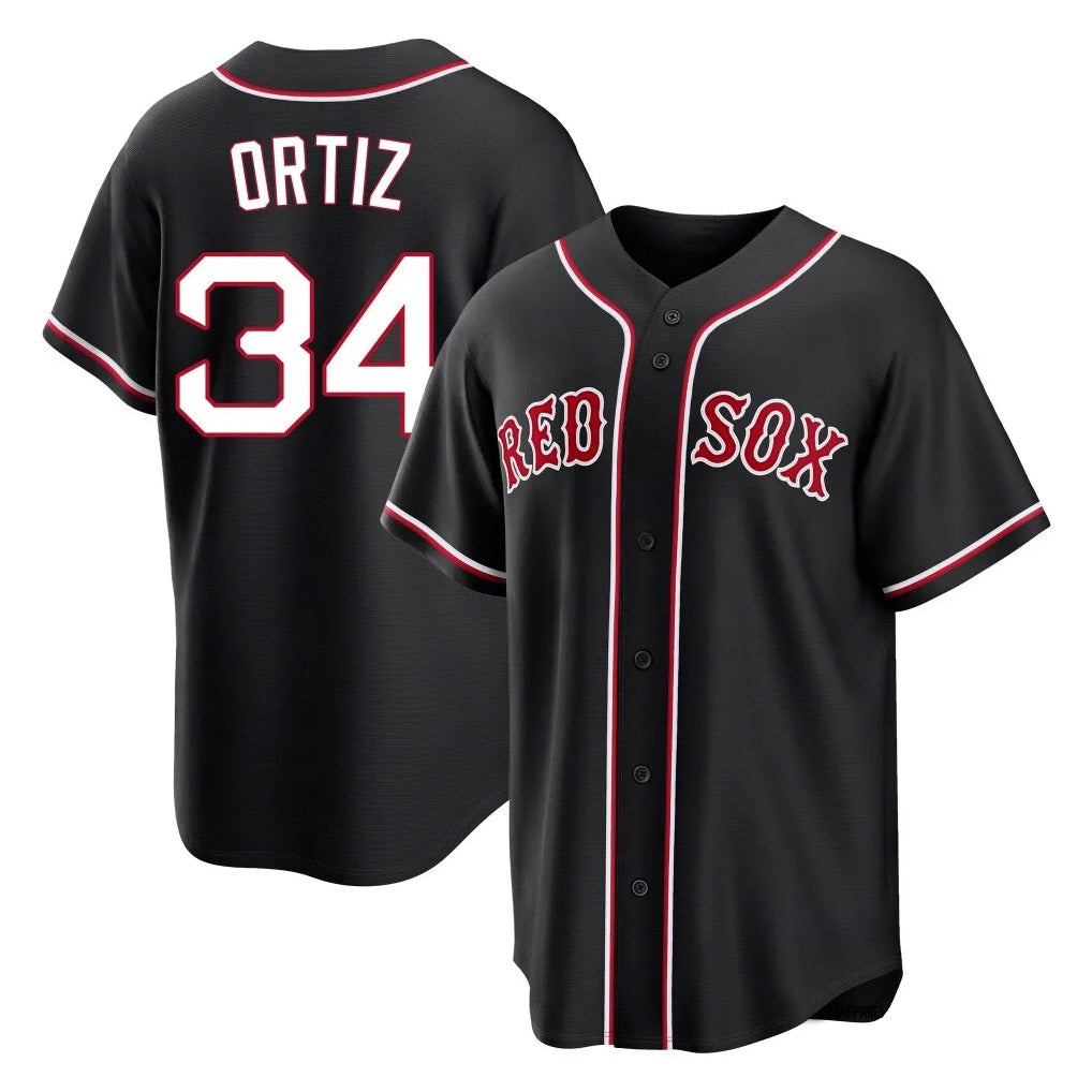 Crovyle B.Red Sox #34 David Ortiz Player Black Out Home Game Stitched Jerseys