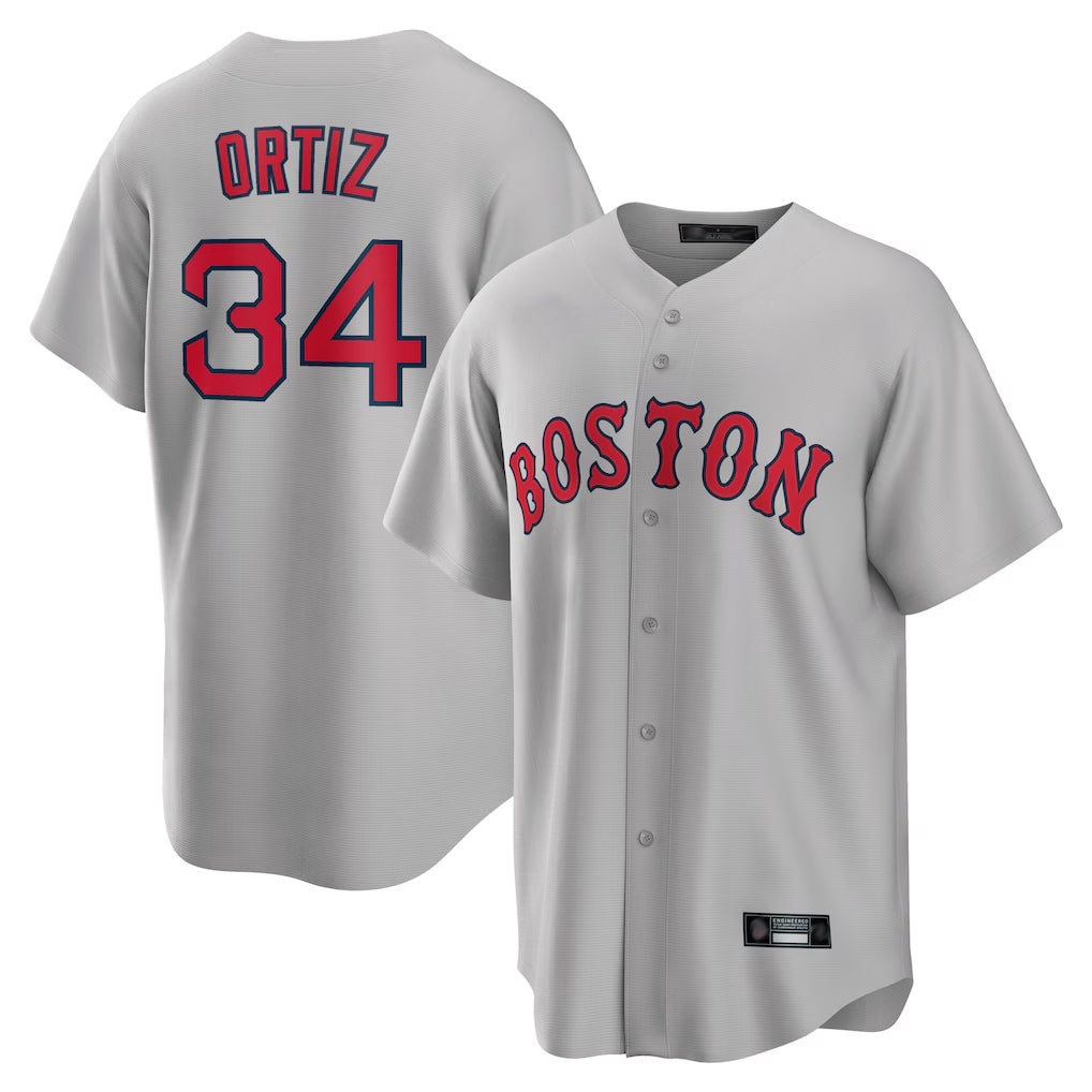 Crovyle B.Red Sox #34 David Ortiz Player Gray Road Home Game Stitched Jerseys