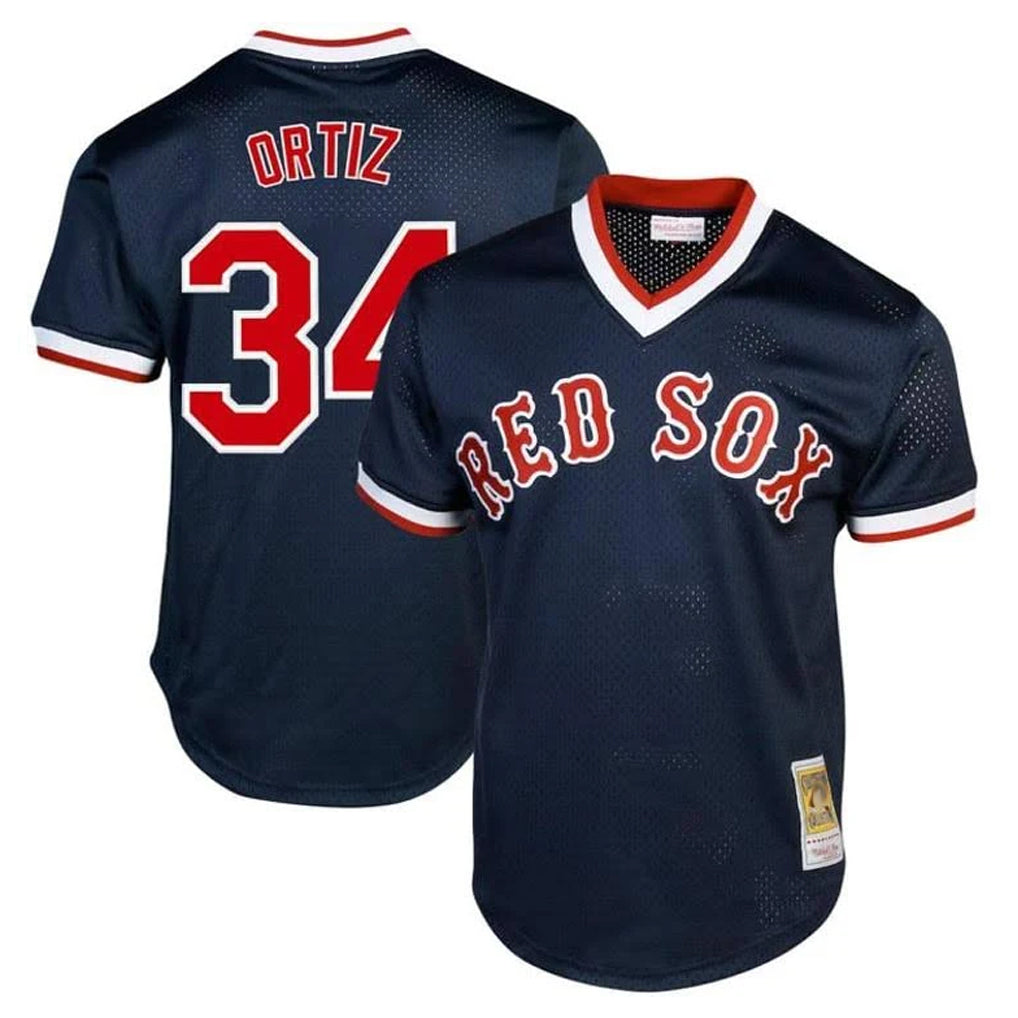 Crovyle B.Red Sox #34 David Ortiz Player Navy Cooperstown Collection Mesh T-shirt Home Stitched Jerseys