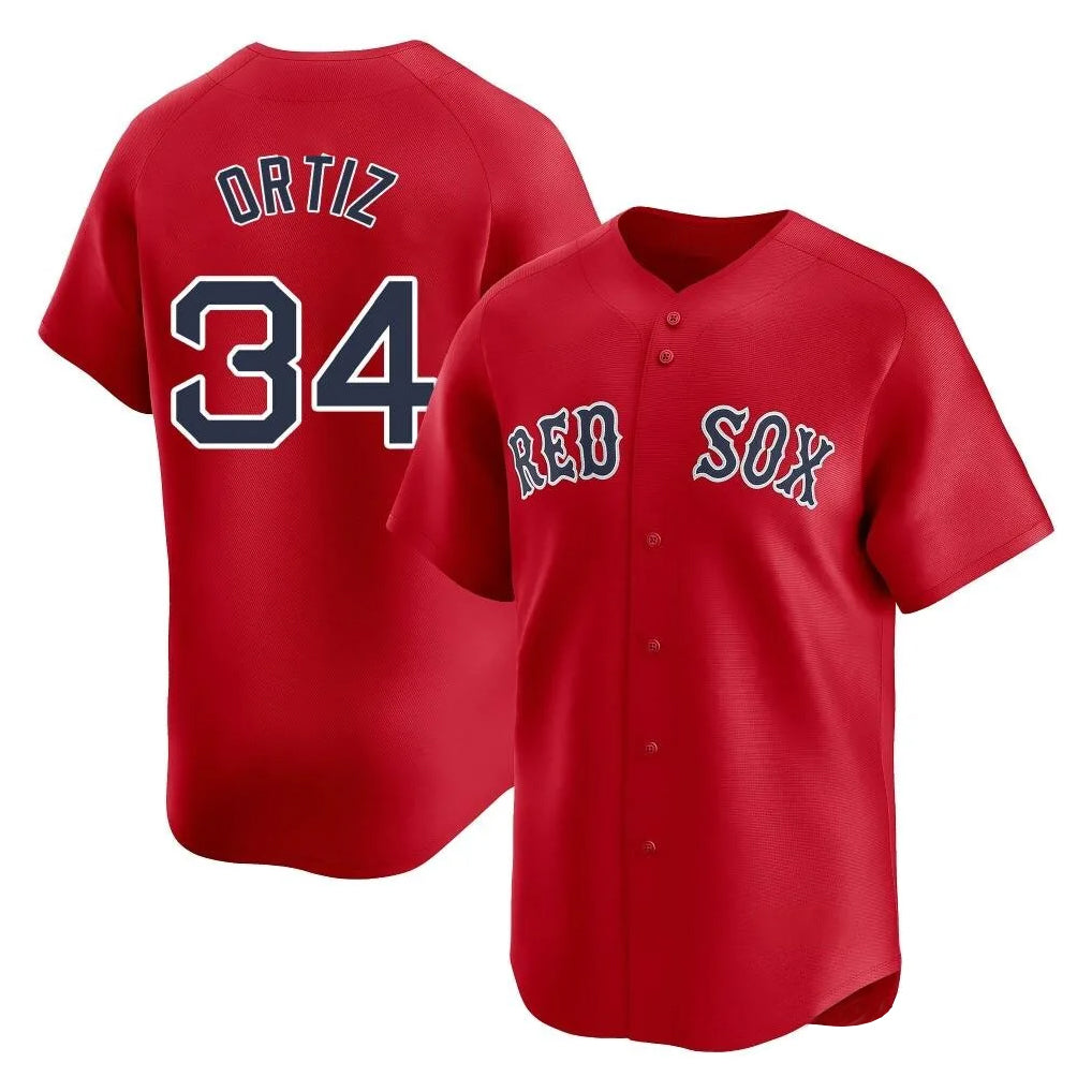 Crovyle B.Red Sox #34 David Ortiz Player Red Limited Home Game Stitched Jerseys
