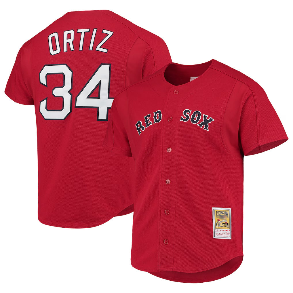 Crovyle B.Red Sox #34 David Ortiz Player Red Mitchell & Ness Cooperstown Collection Home Stitched Jerseys
