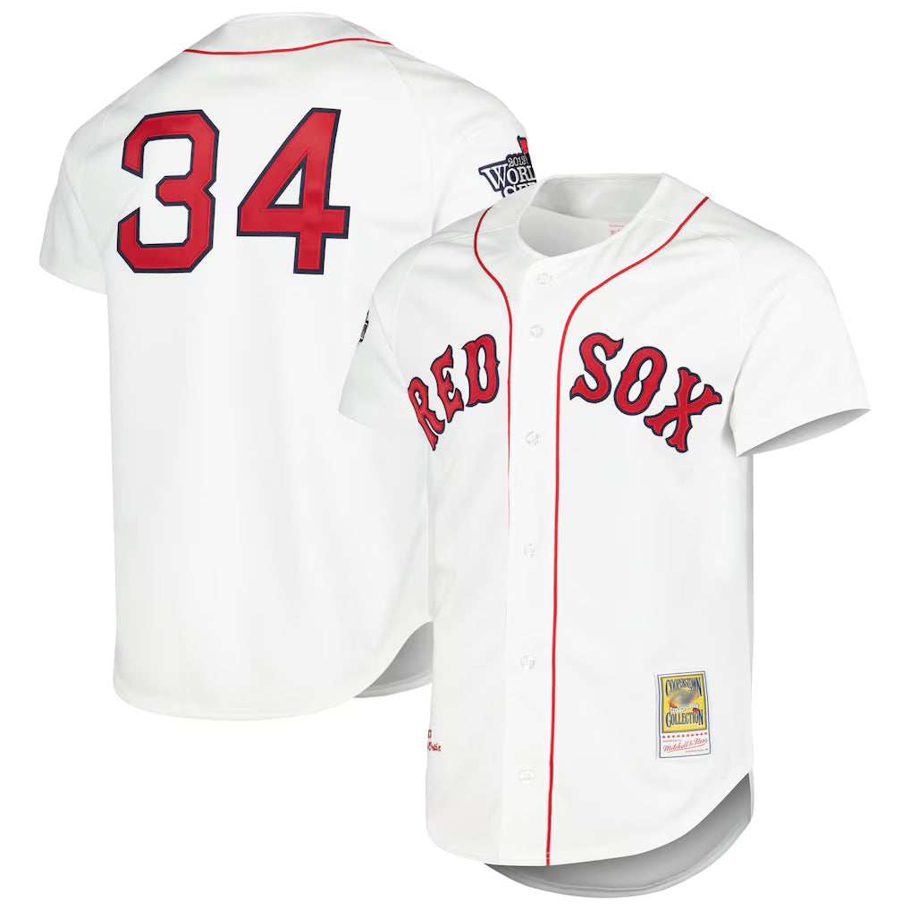 Crovyle B.Red Sox #34 David Ortiz Player White Mitchell & Ness Cooperstown Collection Mesh Home Stitched Jerseys