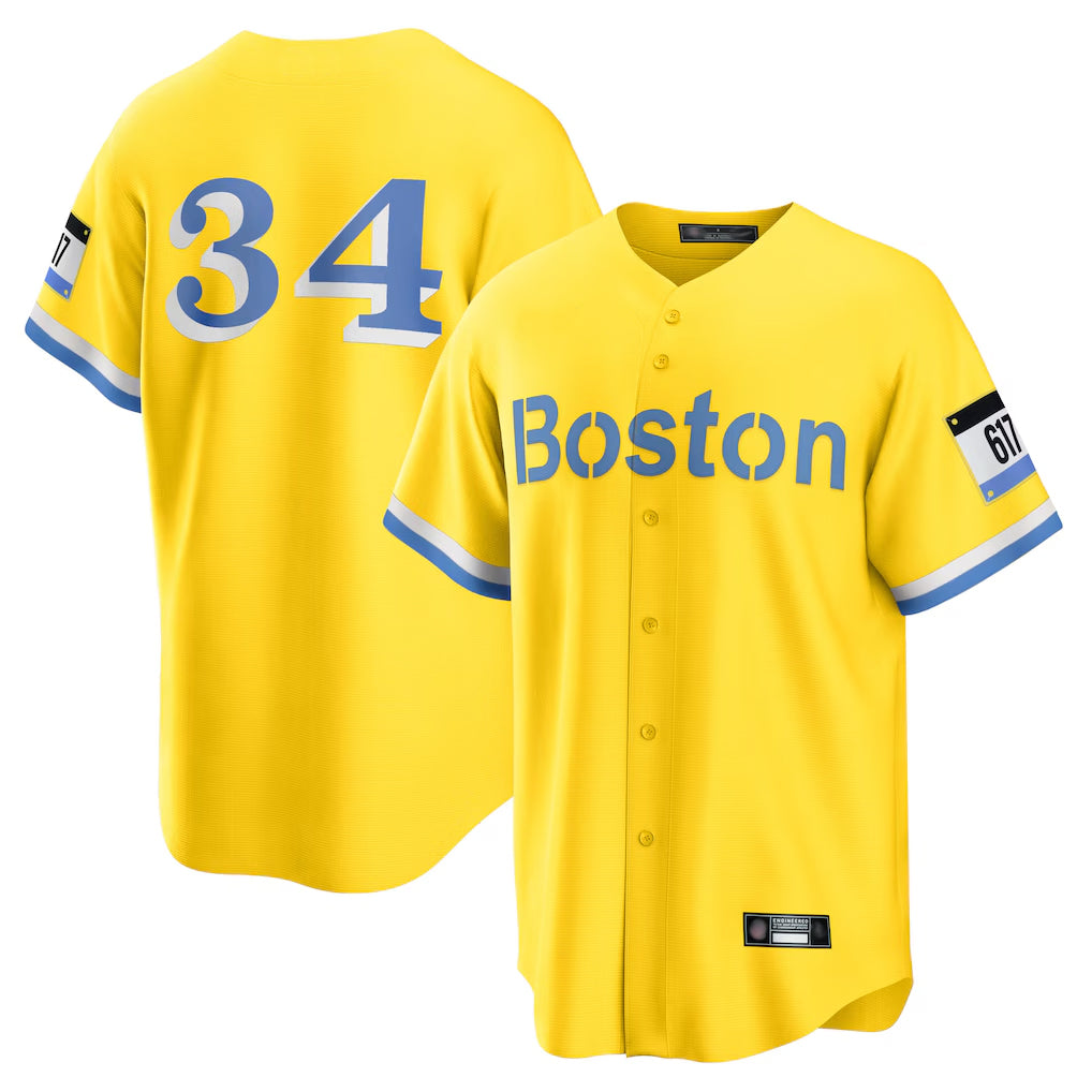 Crovyle B.Red Sox #34 David Ortiz Player Yellow Home Game Stitched Jerseys