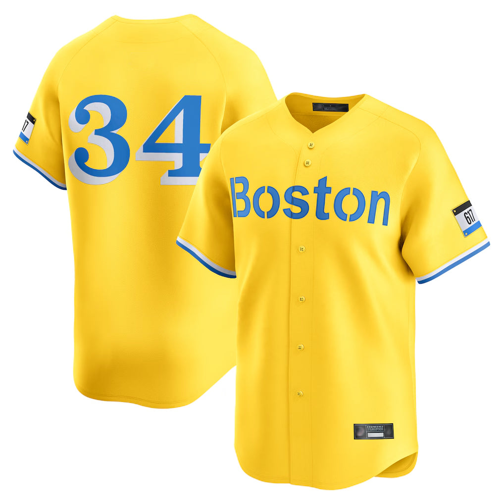 Crovyle B.Red Sox #34 David Ortiz Player Yellow Limited Home Game Stitched Jerseys
