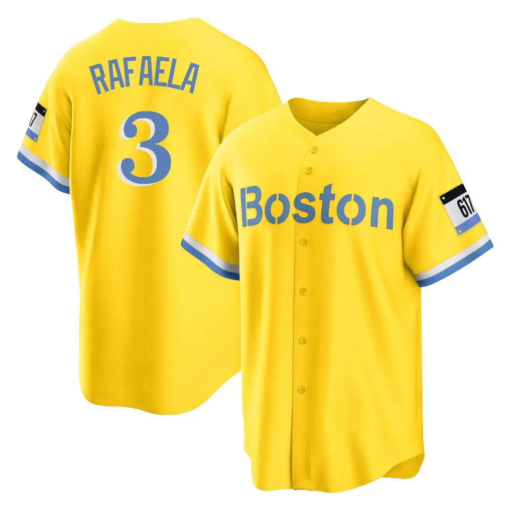 Crovyle B.Red Sox #3 Ceddanne Rafaela Player Yellow Home Game Stitched Jersey