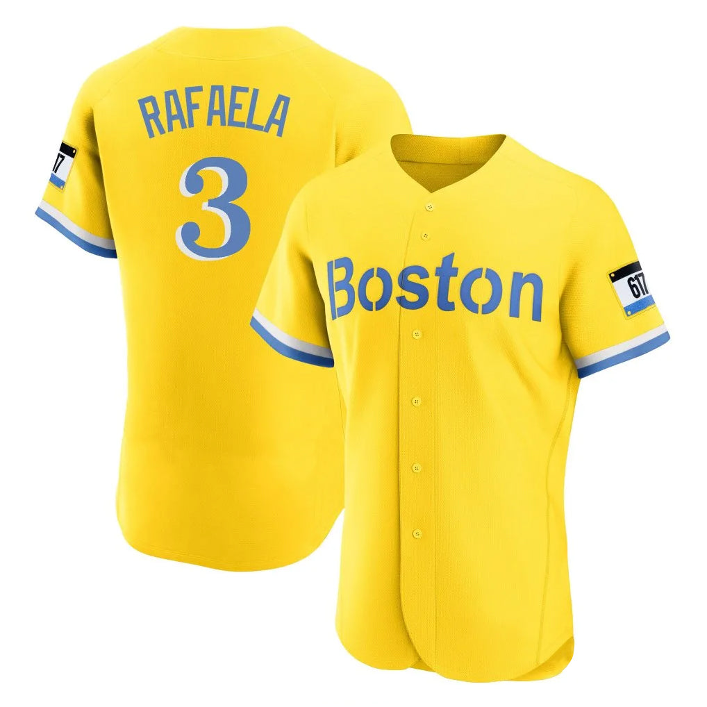 Crovyle B.Red Sox #3 Ceddanne Rafaela Player Yellow Limited Elite Home Game Stitched Jersey