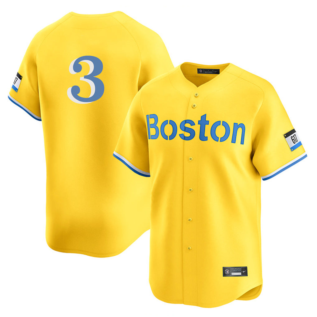 Crovyle B.Red Sox #3 Ceddanne Rafaela Player Yellow Limited Home Game Stitched Jersey