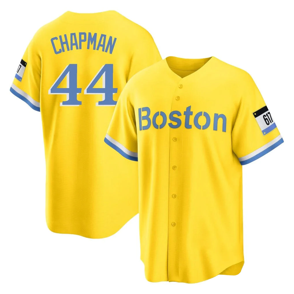 Crovyle B.Red Sox #44 Aroldis Chapman Player Yellow Home Game Stitched Jerseys