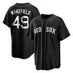 Crovyle B.Red Sox #49 Tim Wakefield Player Black Home Game Stitched Jerseys