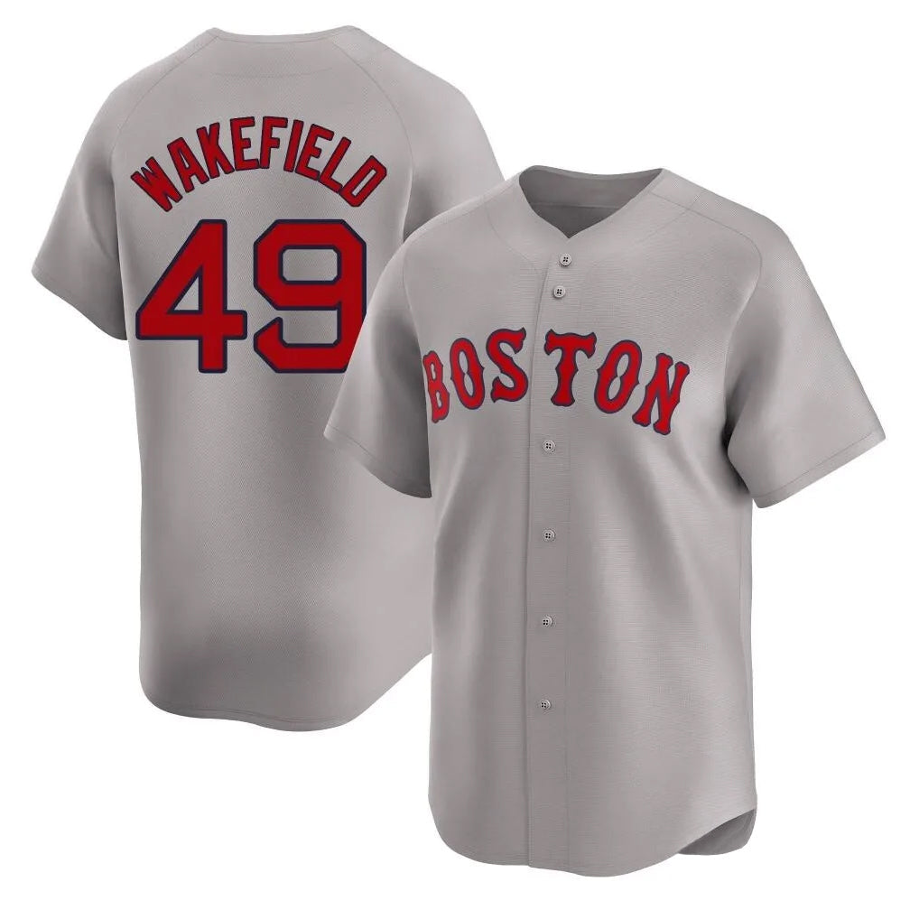 Crovyle B.Red Sox #49 Tim Wakefield Player Gray Road Limited Home Game Stitched Jerseys