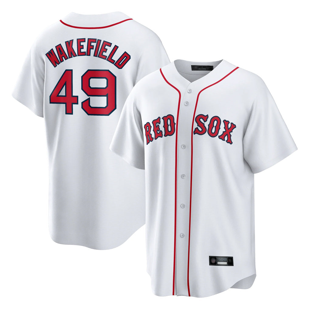 Crovyle B.Red Sox #49 Tim Wakefield Player White Home Game Stitched Jerseys
