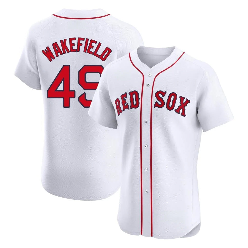 Crovyle B.Red Sox #49 Tim Wakefield Player White Limited Elite Home Game Stitched Jerseys