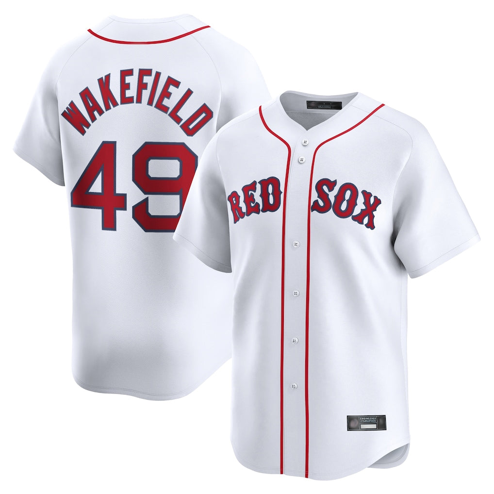 Crovyle B.Red Sox #49 Tim Wakefield Player White Limited Home Game Stitched Jerseys