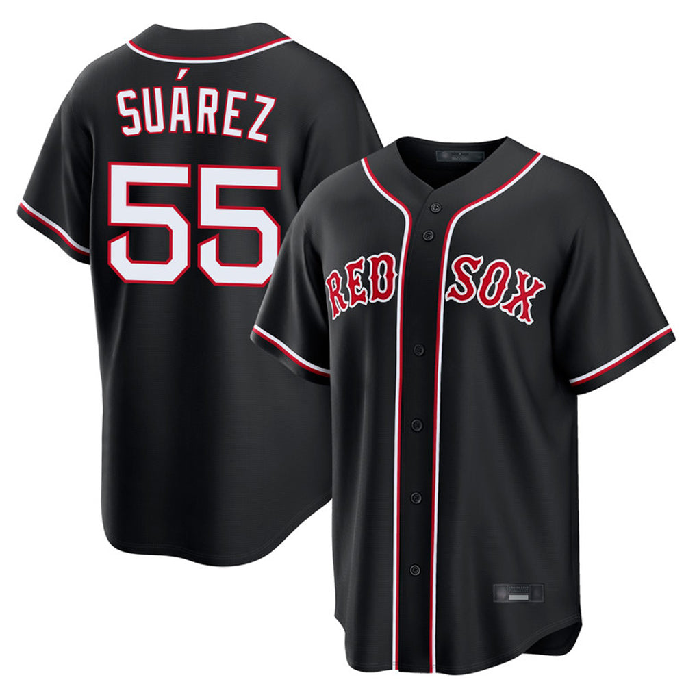 Crovyle B.Red Sox #55 Ranger Su¨¢rez Player Black Out Home Game Stitched Jerseys