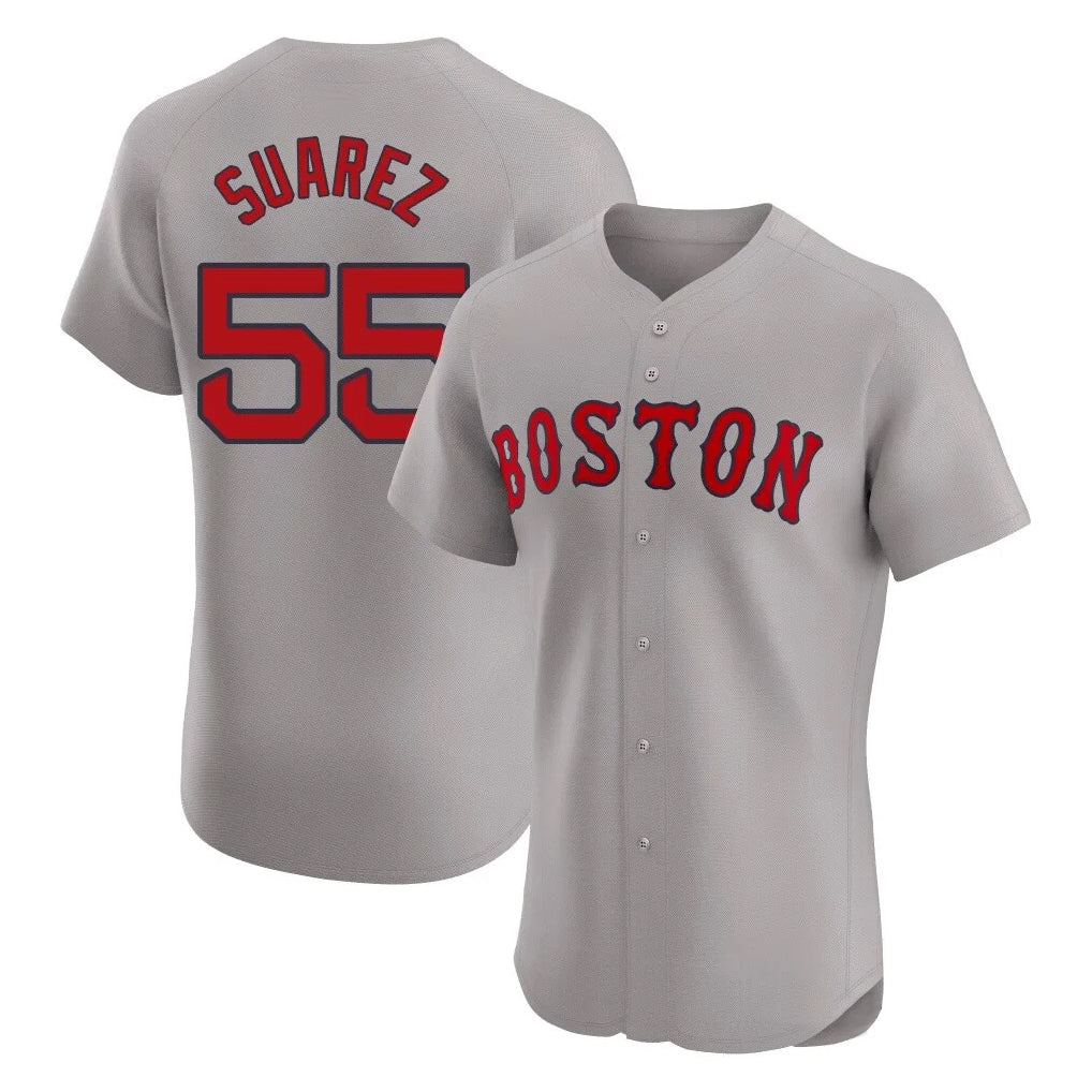 Crovyle B.Red Sox #55 Ranger Su¨¢rez Player Gray Road Limited Elite Home Game Stitched Jerseys