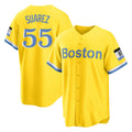 Crovyle B.Red Sox #55 Ranger Su¨¢rez Player Yellow Home Game Stitched Jerseys