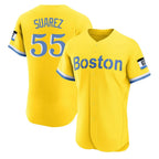 Crovyle B.Red Sox #55 Ranger Su¨¢rez Player Yellow Limited Elite Home Game Stitched Jerseys