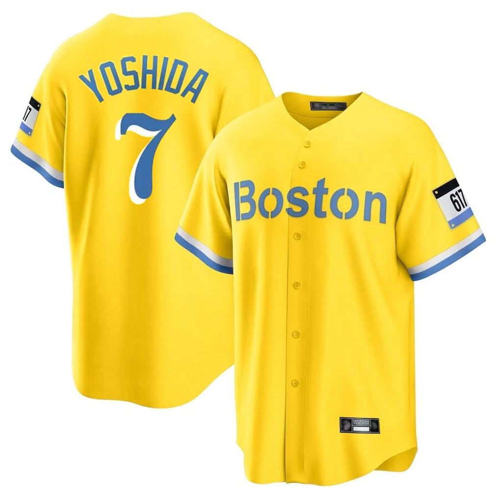 Crovyle B.Red Sox #7 Masataka Yoshida Player Yellow Home Game Stitched Jersey