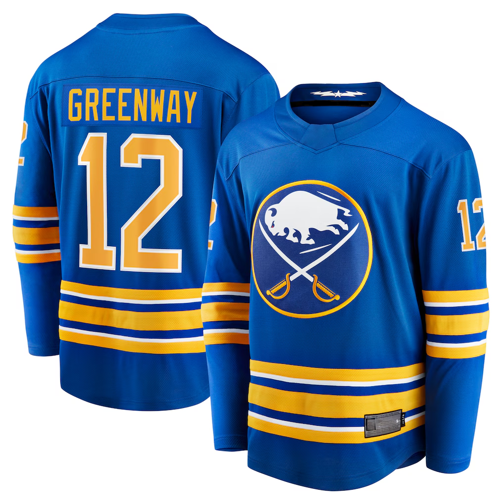 Crovyle B.Sabres #12 Jordan Greenway Royal Home Breakaway Stitched Jerseys