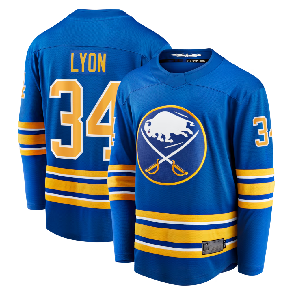 Crovyle B.Sabres #34 Alex Lyon Royal Home Breakaway Stitched Jerseys