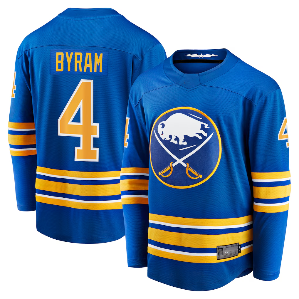 Crovyle B.Sabres #4 Bowen Byram Royal Home Breakaway Stitched Jerseys