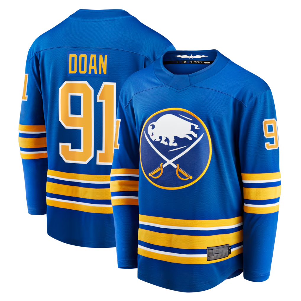 Crovyle B.Sabres #91 Josh Doan Royal Home Premier Breakaway Player Stitched Jerseys