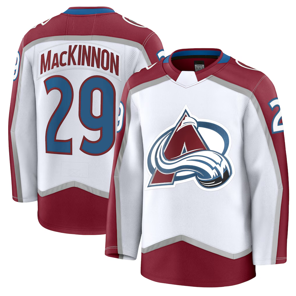 Crovyle C.Avalanche #29 Nathan MacKinnon White Away Premium Jerseys