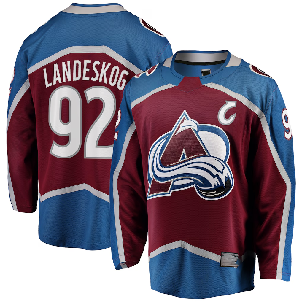 Crovyle C.Avalanche #92 Gabriel Landeskog Burgundy Captain Patch Home Breakaway Jerseys