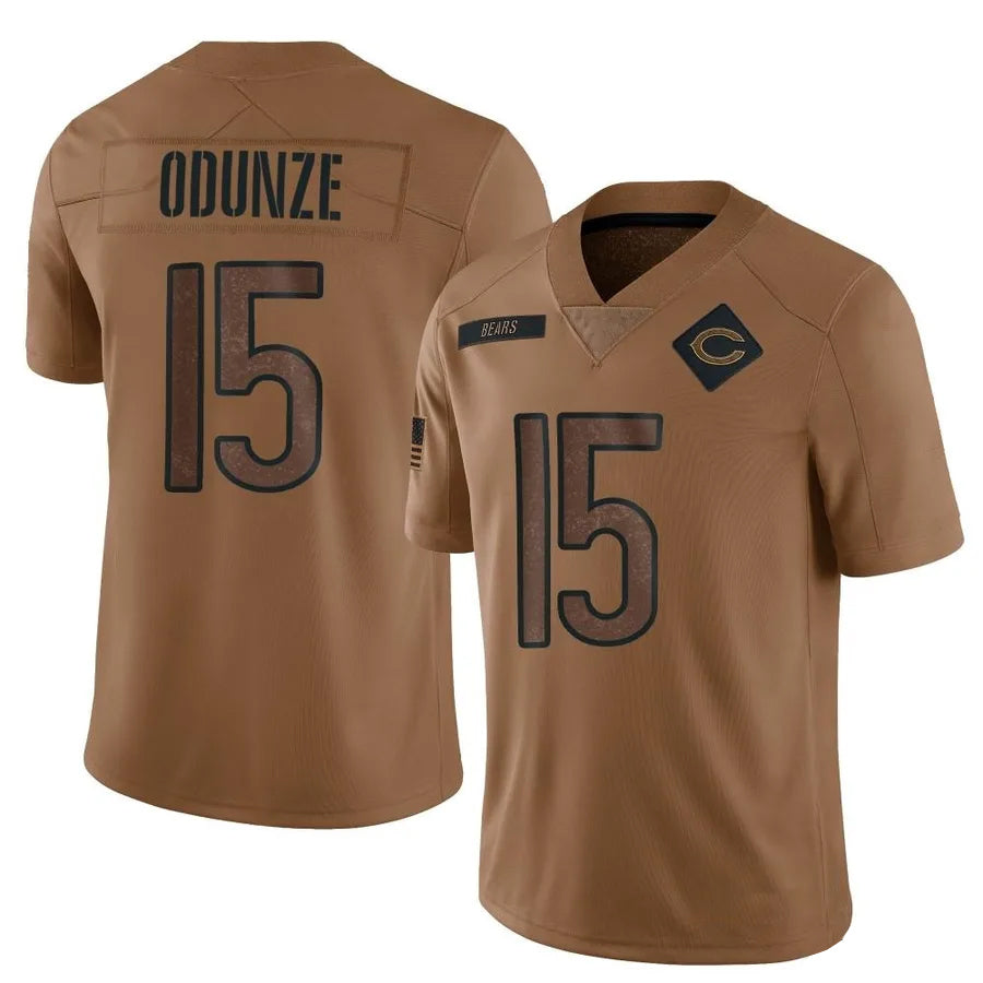 Crovyle C.Bears #15 Rome Odunze Player Limited Brown Salute To Service Stitched Jerseys