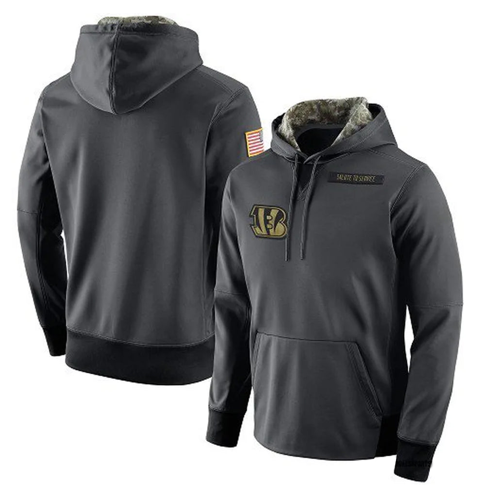 Crovyle C.Bengals Anthracite Salute to Service Player Performance Hoodie Blank Player Stitched Jerseys