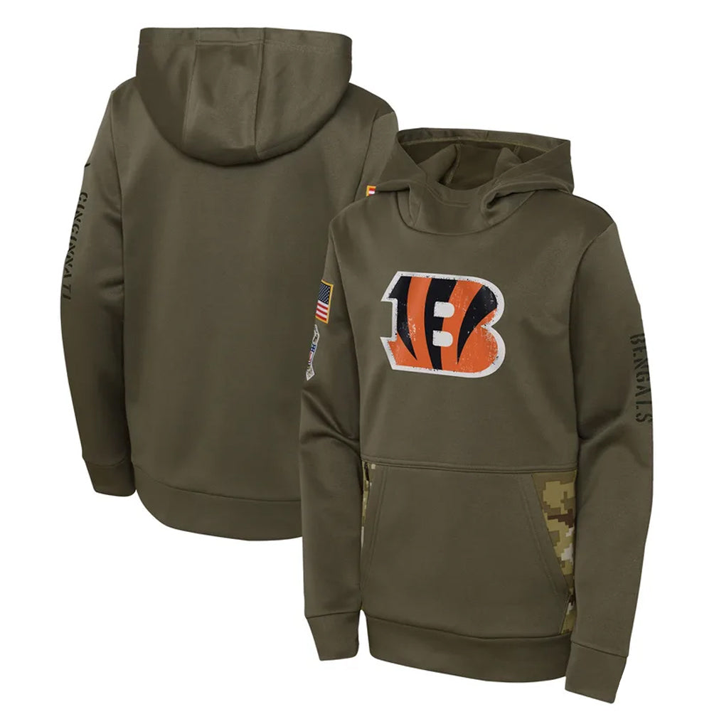 Crovyle C.Bengals Olive Salute to Service Performance Pullover Hoodie Blank Player Stitched Jerseys