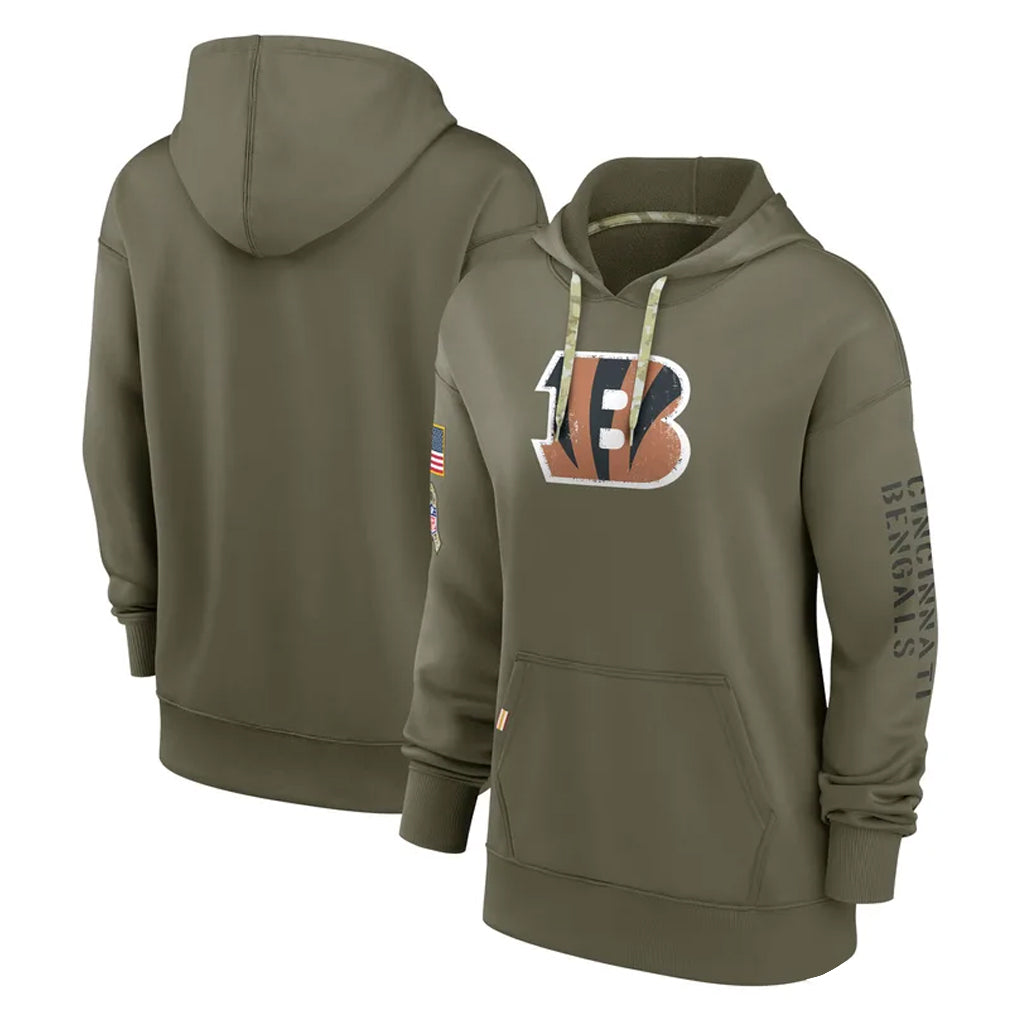 Crovyle C.Bengals Olive Salute to Service Performance Pullover Hoodie Limited Blank Player Stitched Jerseys