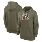 Crovyle C.Bengals Olive Salute to Service Performance Pullover Hoodie Limited Blank Player Stitched Jerseys