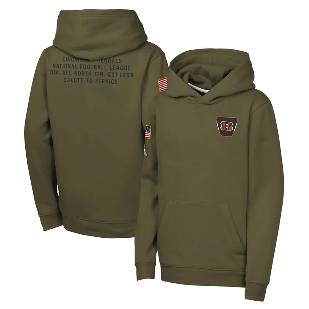 Crovyle C.Bengals Olive Salute to Service Pullover Hoodies Limited Blank Player Stitched Jerseys