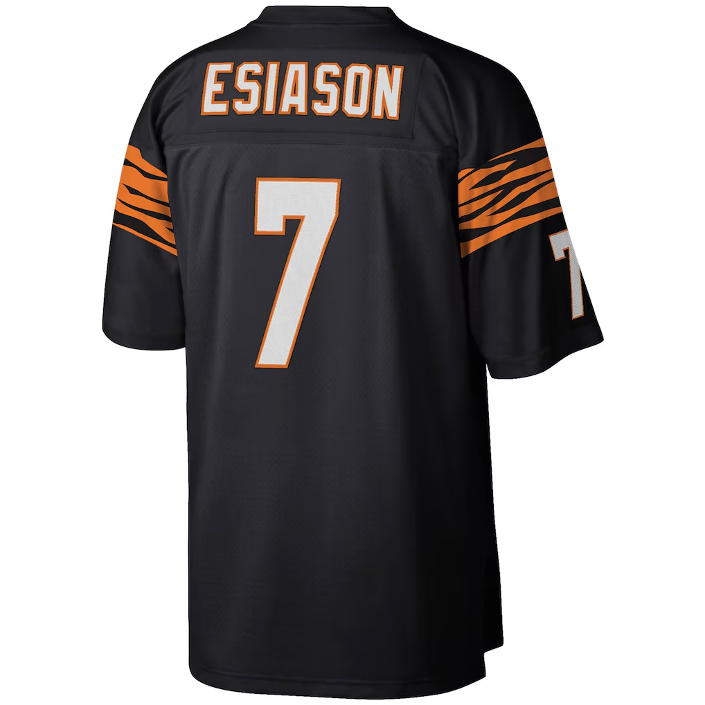 Crovyle C.Bengals #7 Boomer Esiason Mitchell & Ness Black Legacy Replica Stitched Puhic Jersey