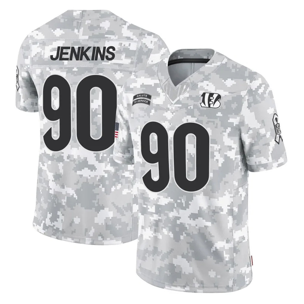 Crovyle C.Bengals #90 Kris Jenkins Jr Player Arctic Camo Salute to Service Limited Stitched Jerseys