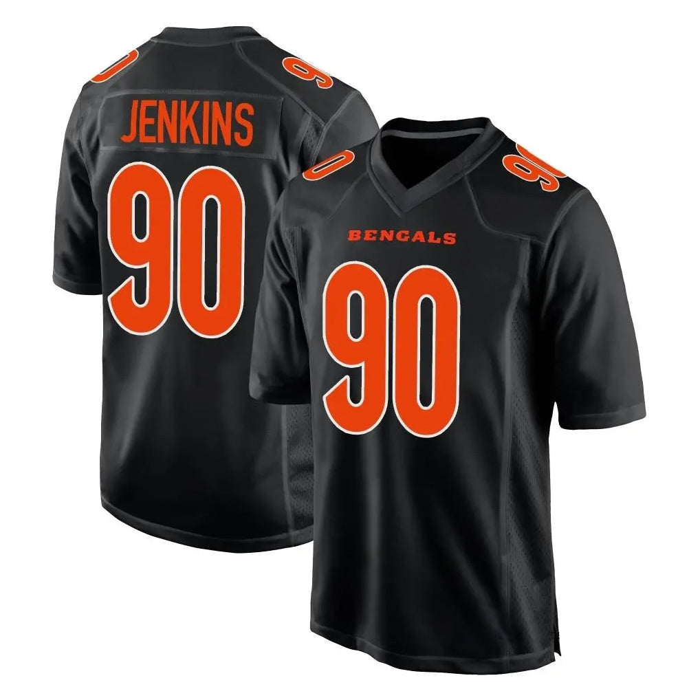 Crovyle C.Bengals #90 Kris Jenkins Jr Player Black Fashion Game Stitched Jerseys