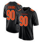 Crovyle C.Bengals #90 Kris Jenkins Jr Player Black Fashion Game Stitched Jerseys